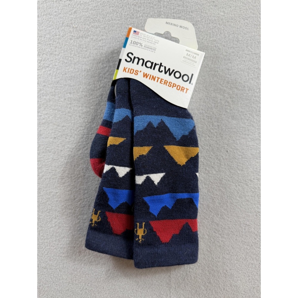 Smartwool Socks Kids Medium Multicolor Wintersport Merino Wool Over Calf New